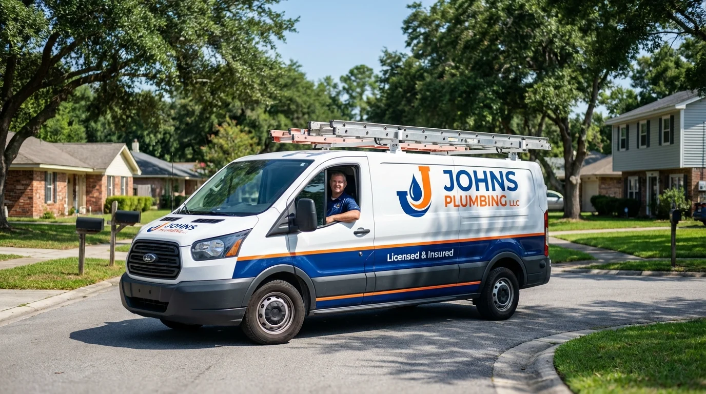 Johns Plumbing LLC service van in Lynchburg, OH